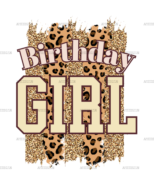 Birthday Girl Leopard And Gold Strips DTF Transfer