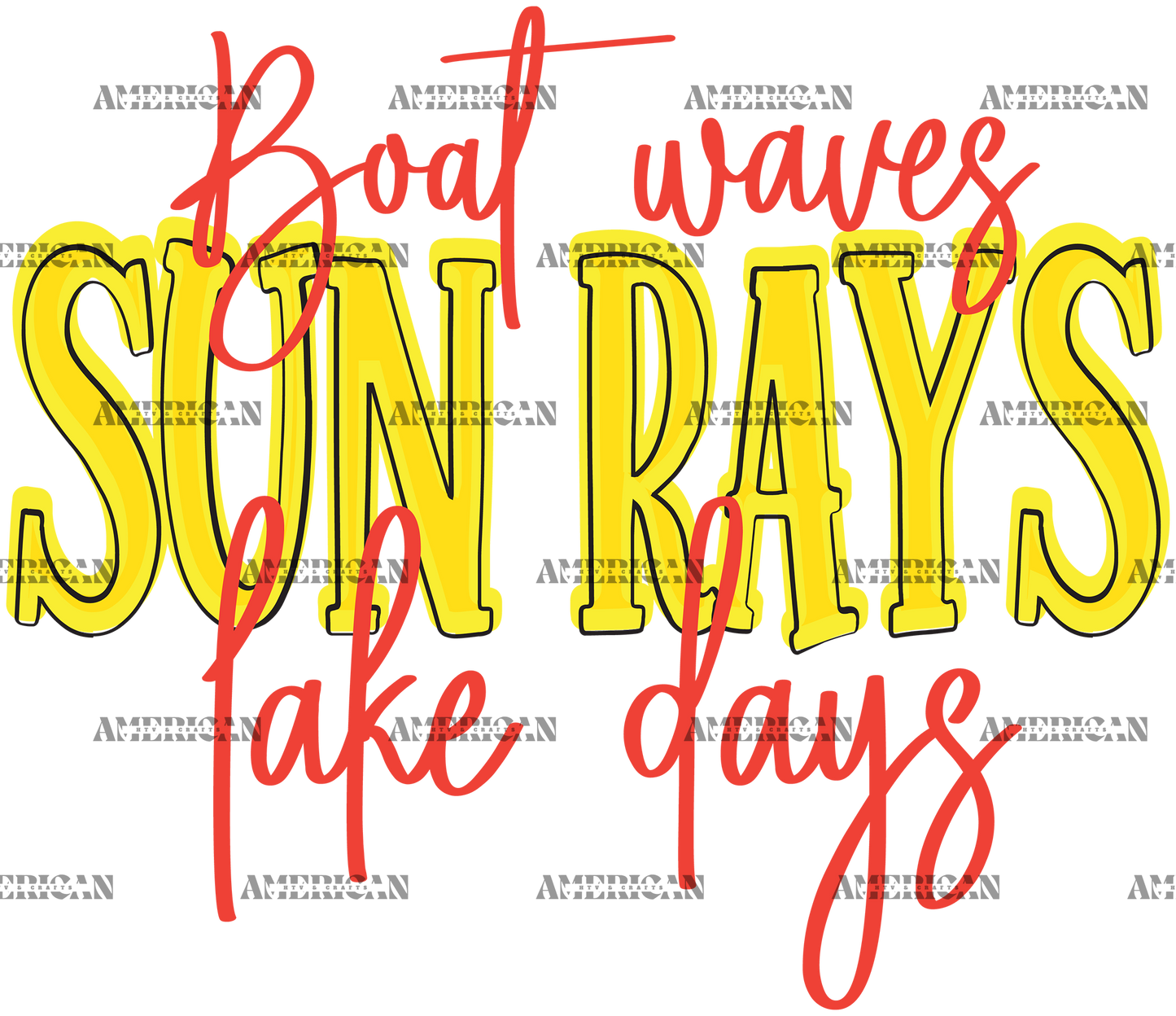 Boat Waves Sun Rays Lake Days DTF Transfer
