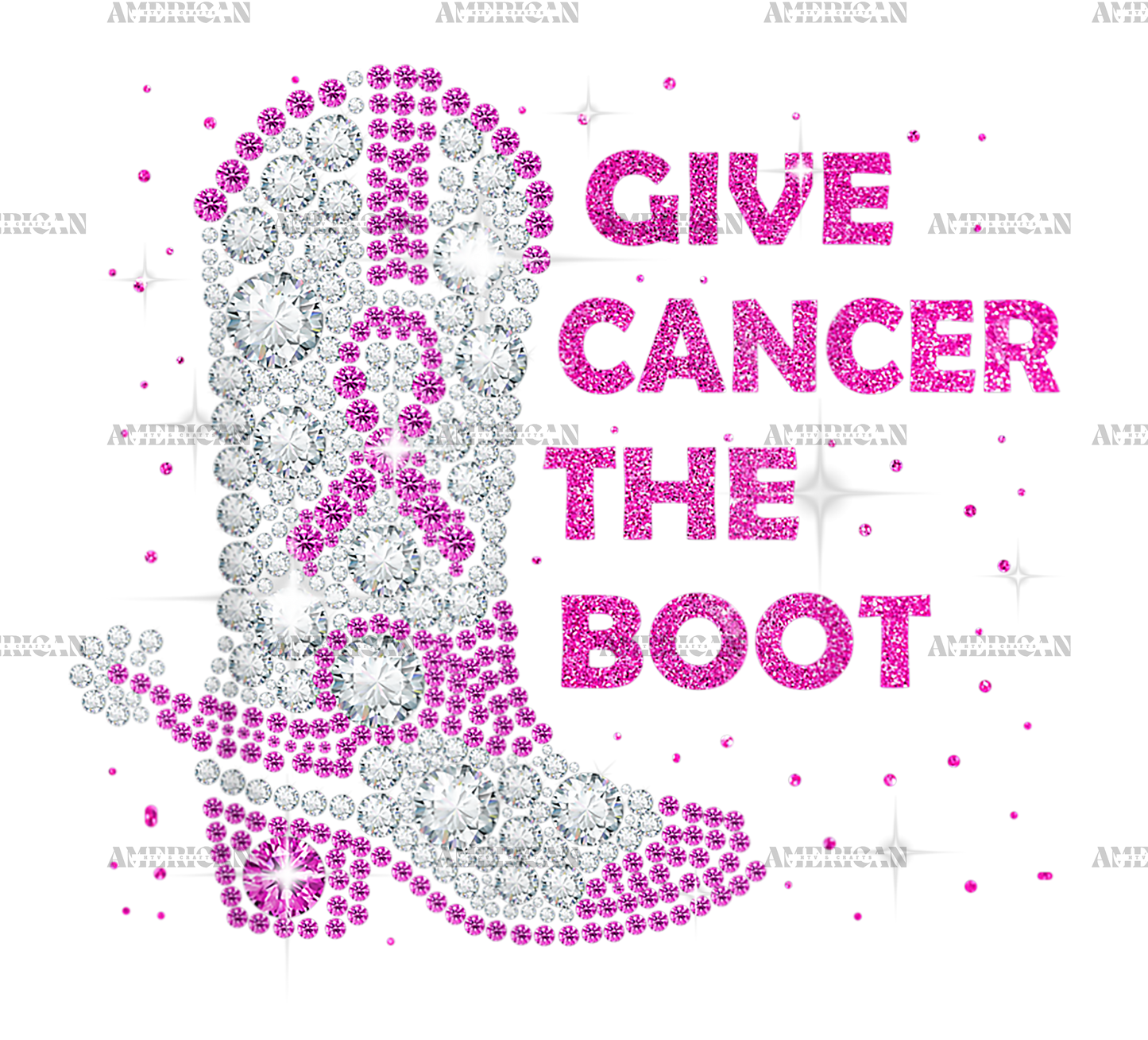 Breast Cancer Awareness Give Cancer The Boot Pink Ribbon DTF Transfer