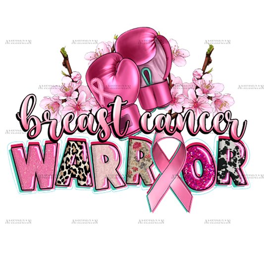 Breast Cancer Warrior Boxing Gloves DTF Transfer