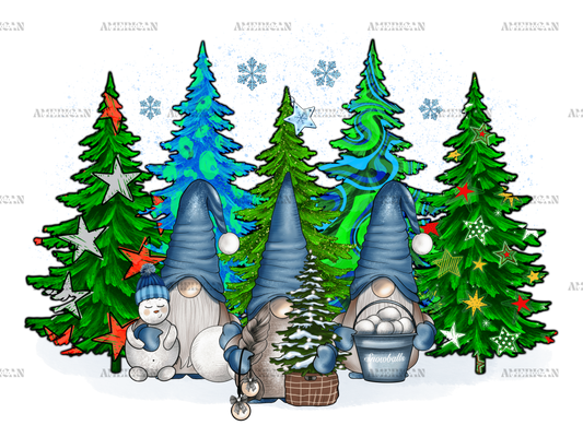 Christmas Gnomies With Trees DTF Transfer