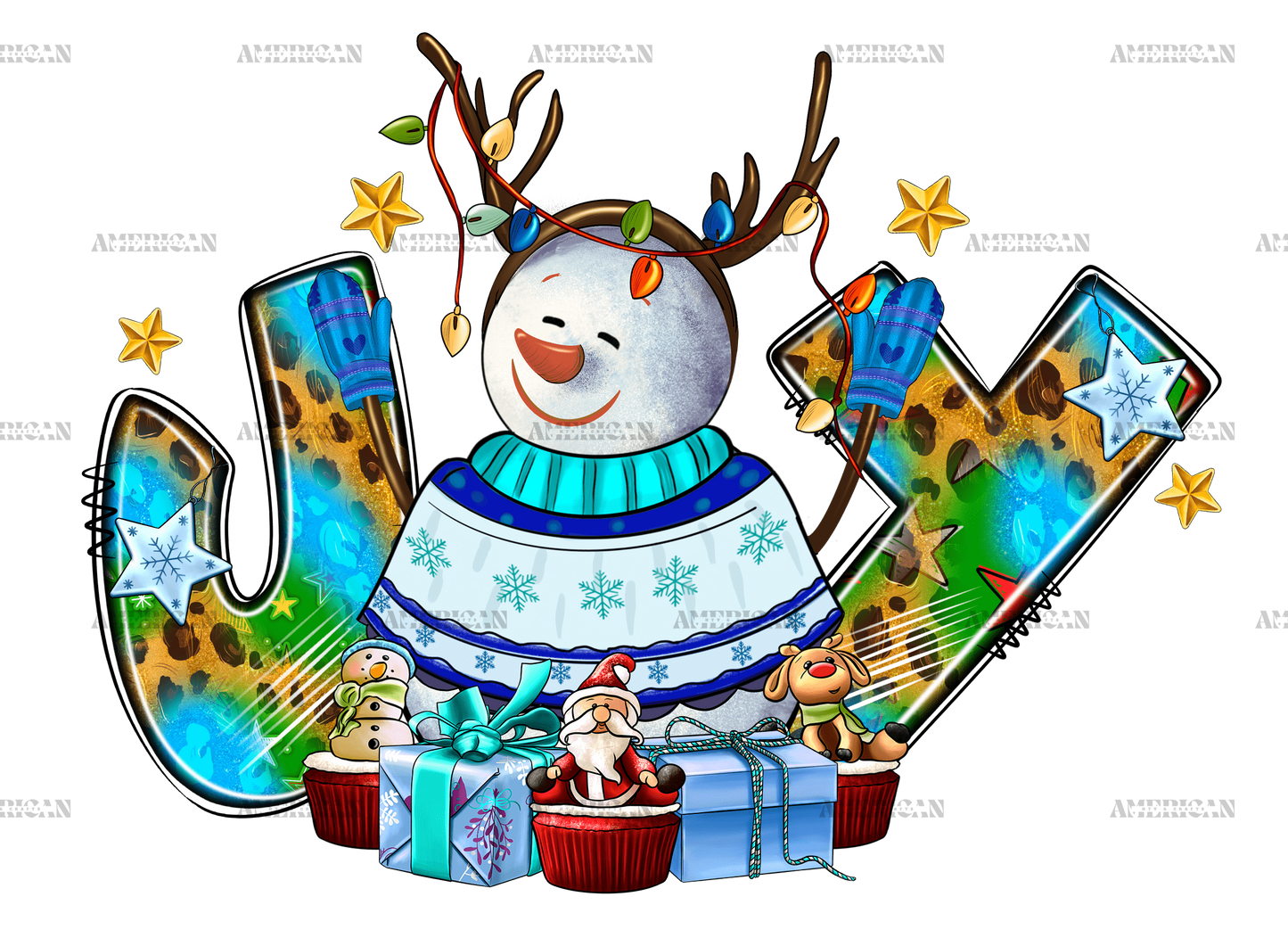 Christmas Joy With Snowman DTF Transfer