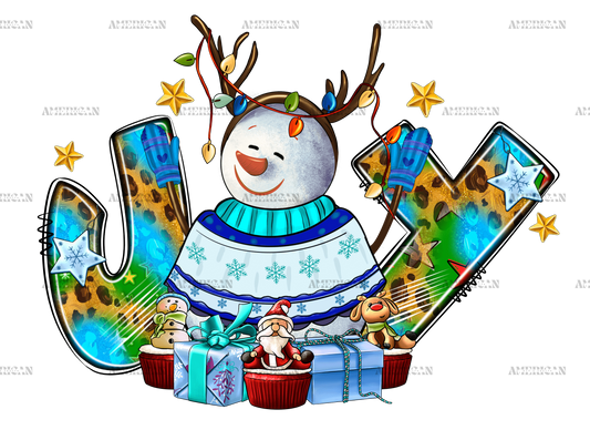 Christmas Joy With Snowman DTF Transfer