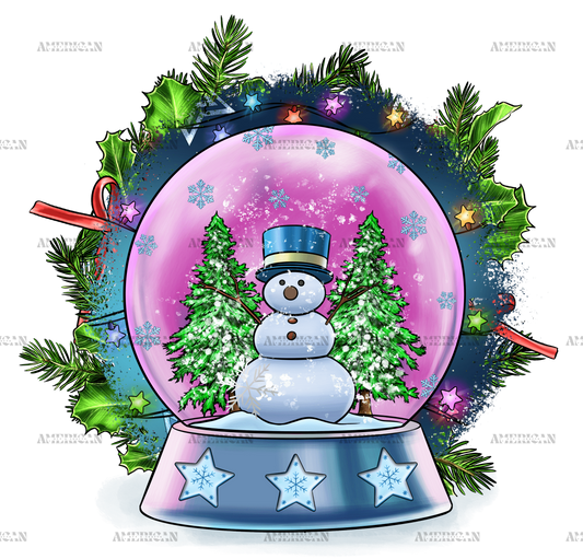 Christmas Snow Globe Snowman  DTF Transfer