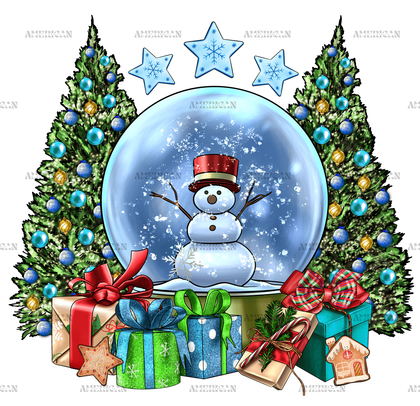 Christmas Snow Globe With Gifts DTF Transfer