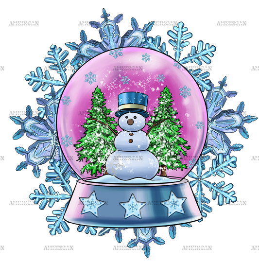 Christmas Snow Globe With Snowflake DTF Transfer