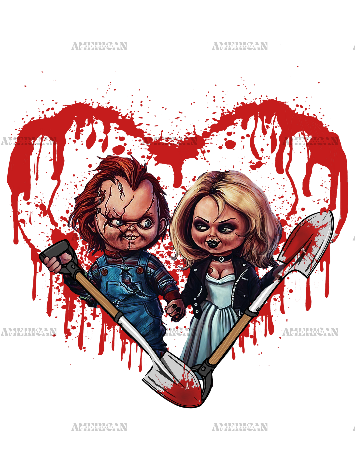 Chucky-Tiffany Blood Heart DTF Transfer