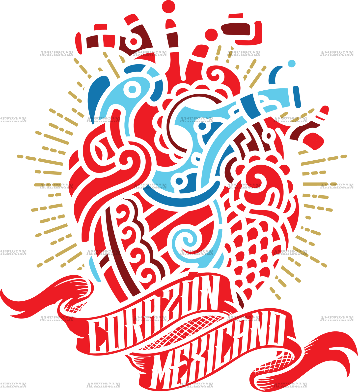 Corazon Mexicano Dtf Transfer