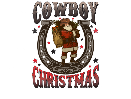 Cowboy Christmas Horseshoe DTF Transfer