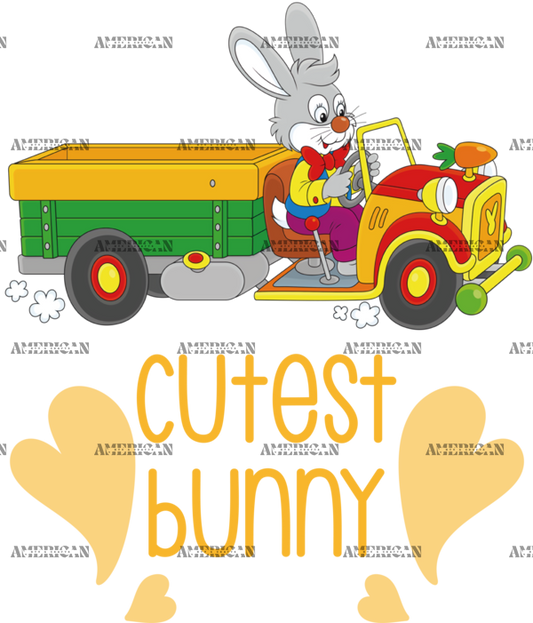 Cutest Bunny Truck DTF Transfer