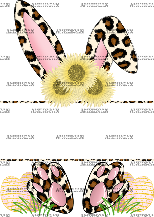 Easter Bunny Name Frame Pink Leopard DTF Transfer