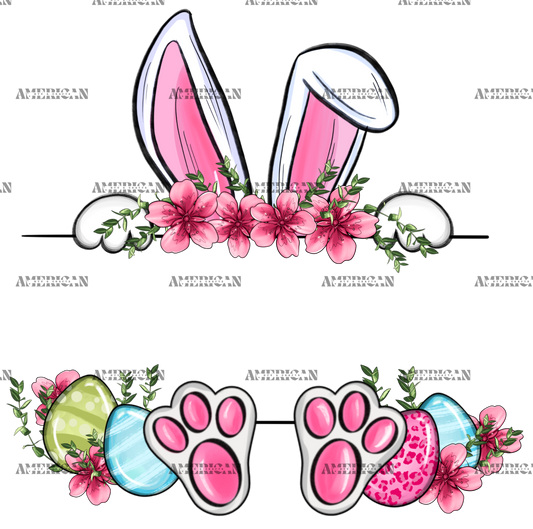 Easter Bunny Name Frame Pink DTF Transfer