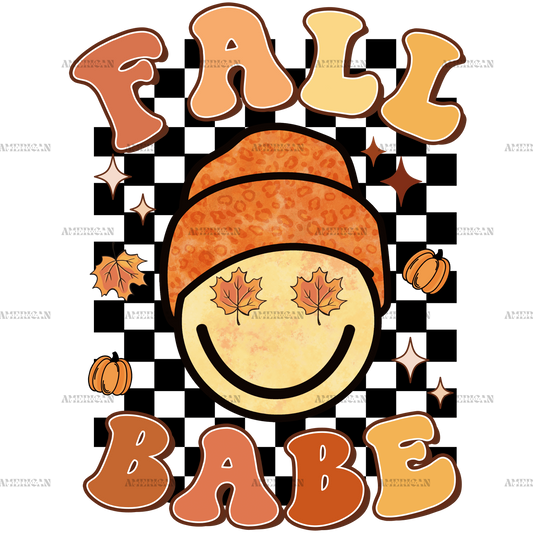 Fall Babe Checkered DTF Transfer