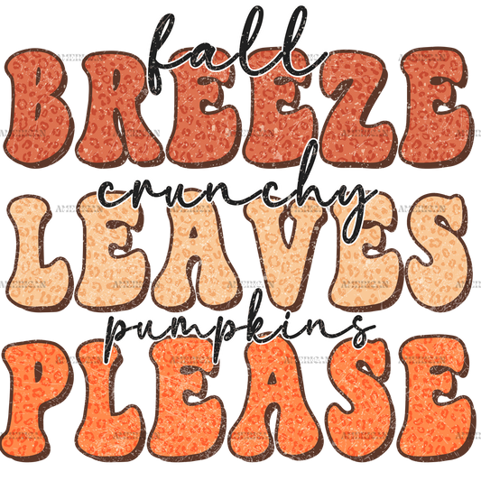 Fall Breeze Crunchy Leaves Dotted DTF Transfer