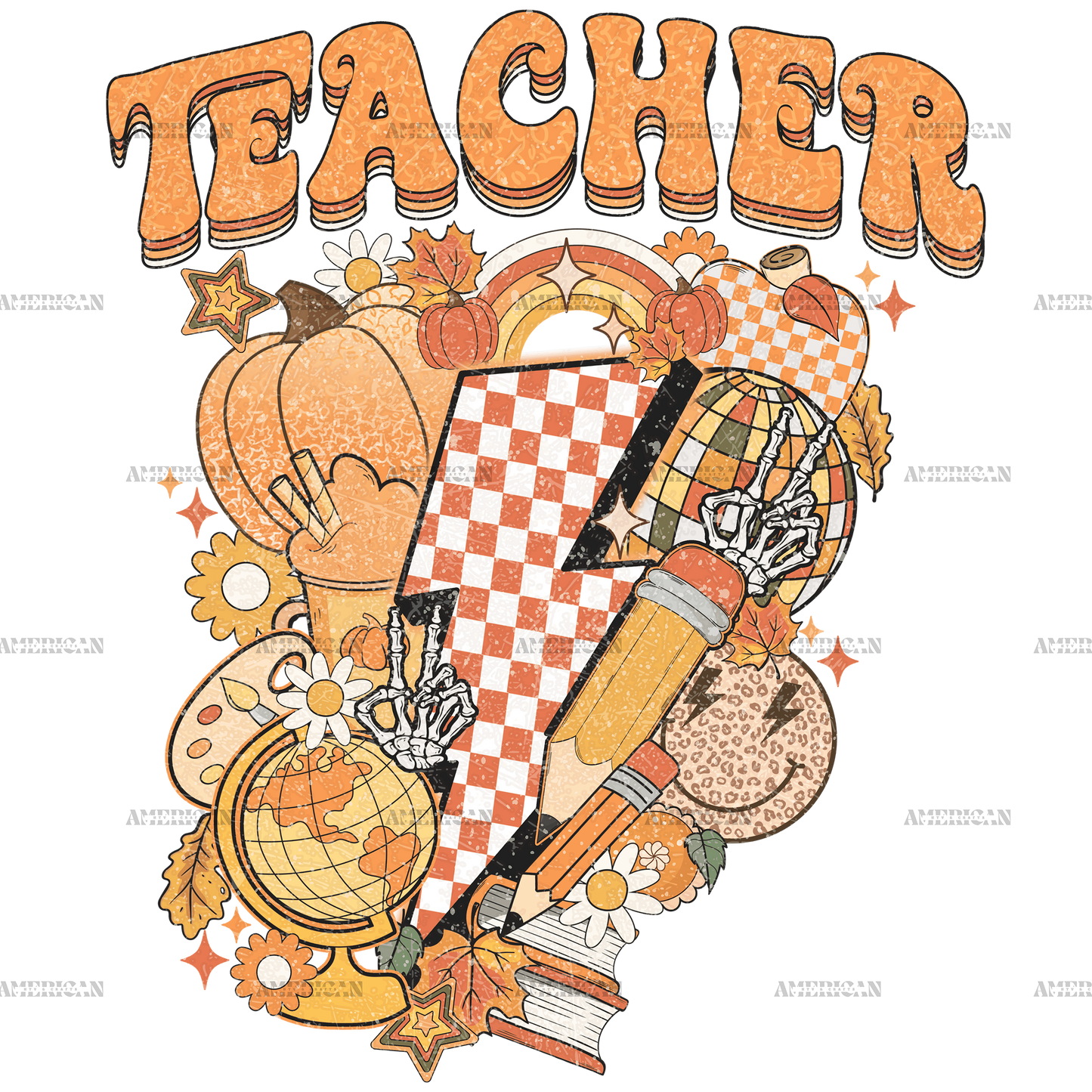 Fall Teacher Dotted DTF Transfer