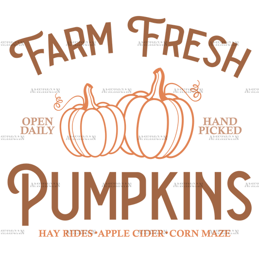 Farm Fresh Pumpkins Hand Picked DTF Transfer