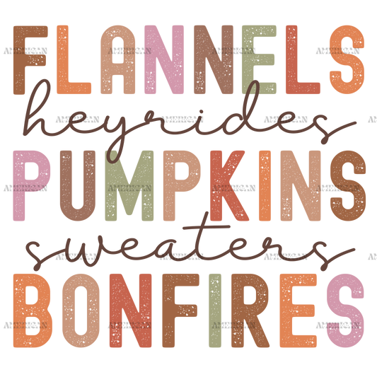 Flannels Heyrides Pumpkins Sweaters Bonefires DTF Transfer