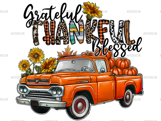 Grateful Thankful Blessed Truck DTF Transfer