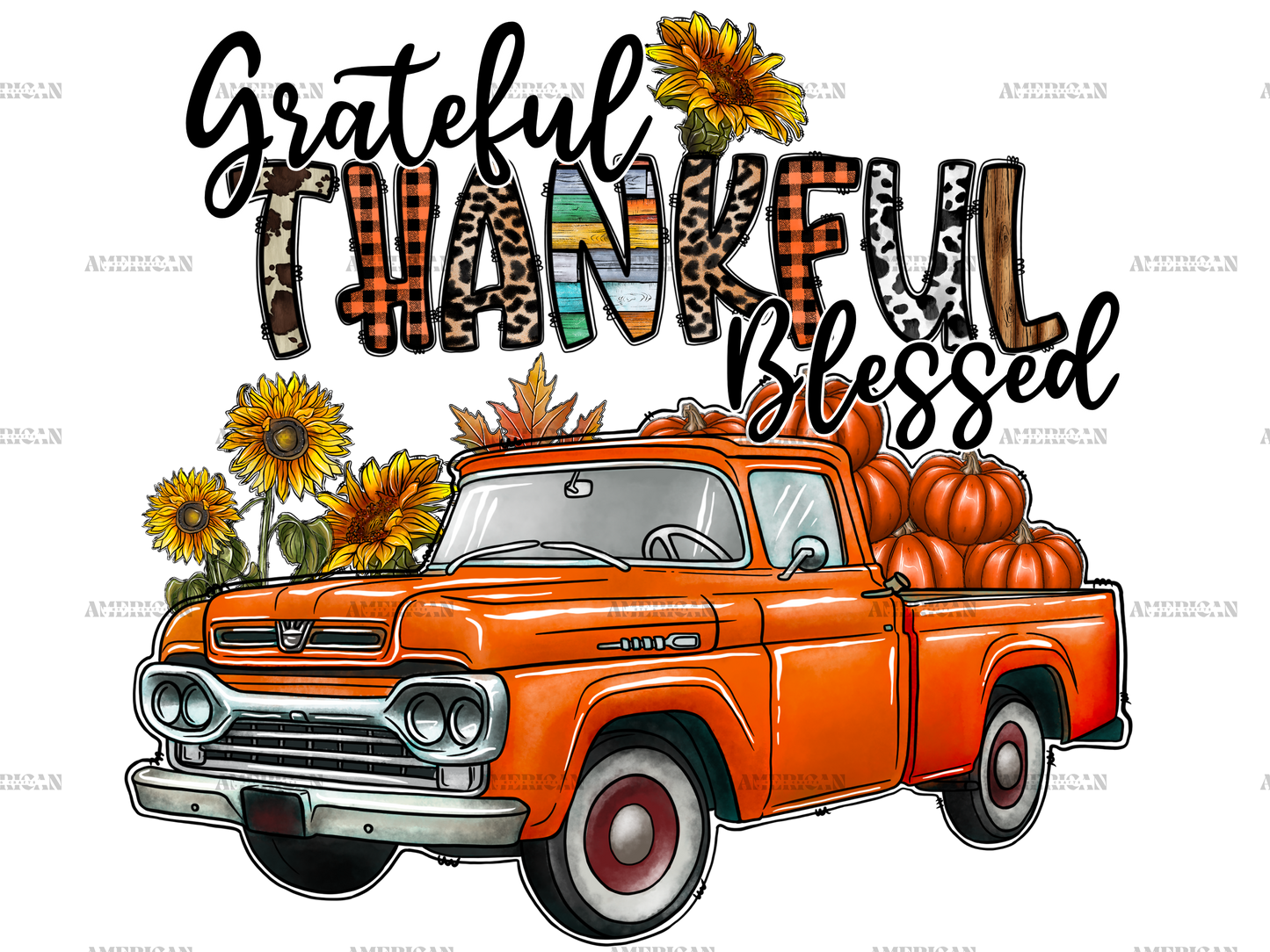 Grateful Thankful Blessed Truck DTF Transfer