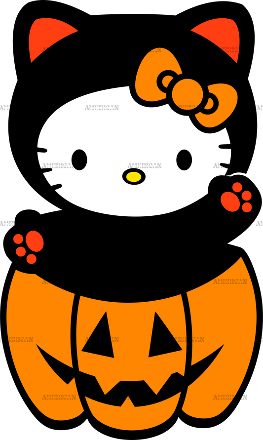 Halloween Kitty Pumpkin DTF Transfer