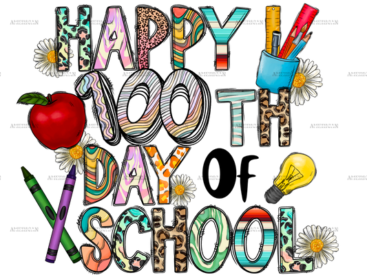 Happy 100th Day Of School DTF Transfer
