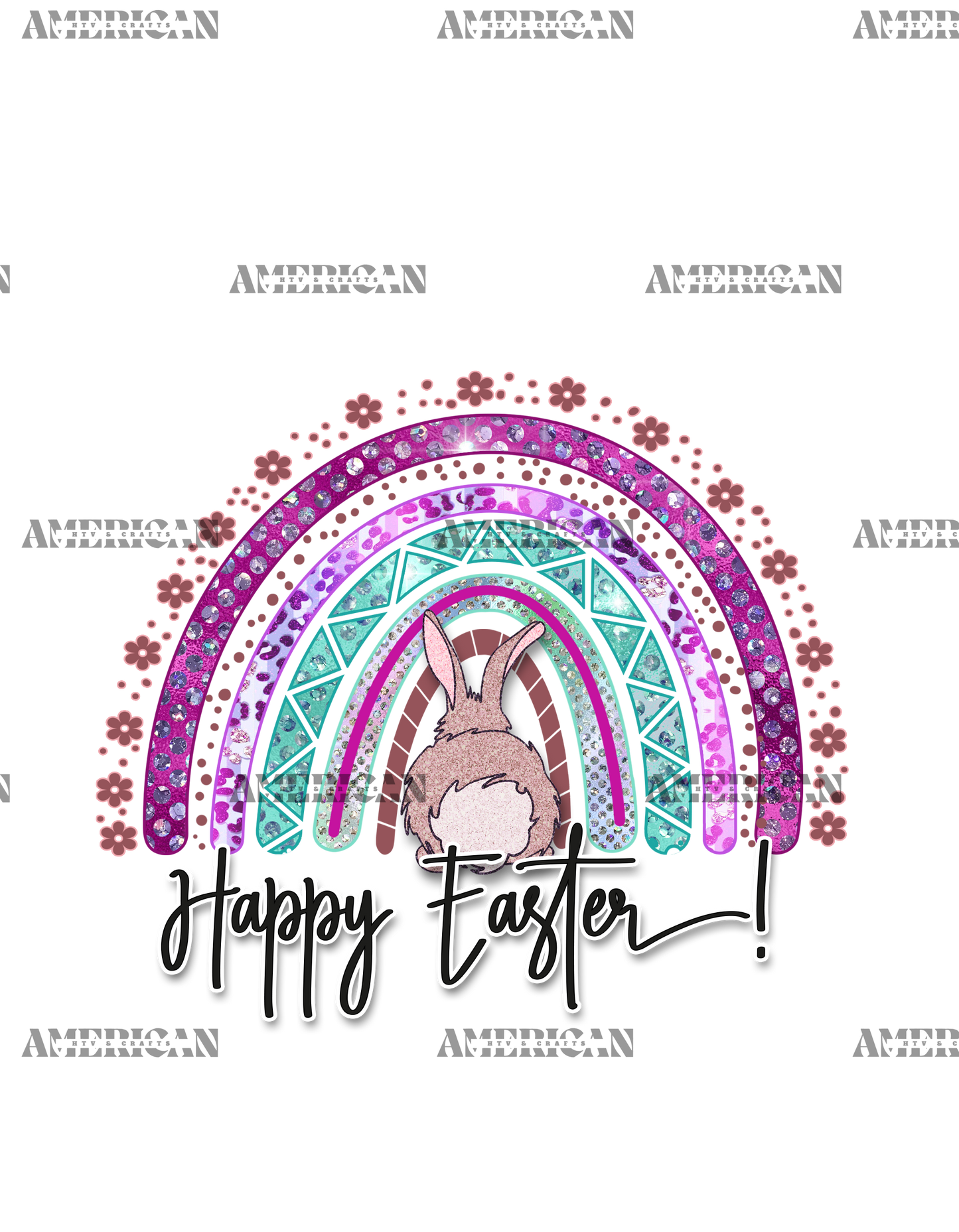 Happy Easter Bunny Rainbow DTF Transfer