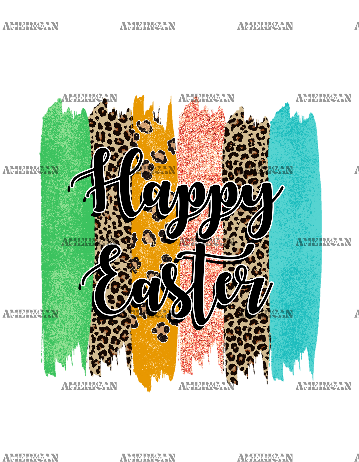 Happy Easter Leopard Paint DTF Transfer