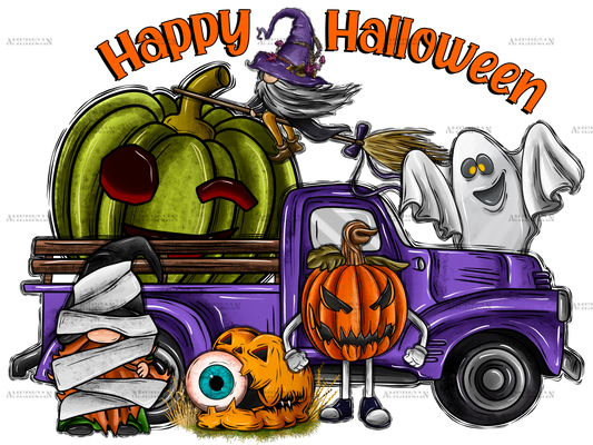 Happy Halloween Truck DTF Transfer