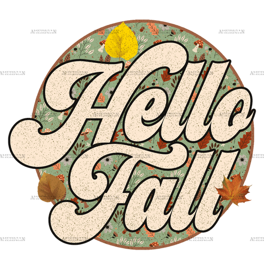 Hello Fall Leaves Dotted DTF Transfer