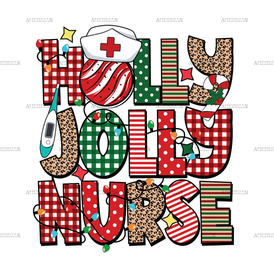 Holly Jolly Nurse DTF Transfer