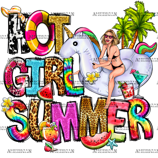 Hot Girl Summer Unicorn DTF Transfer