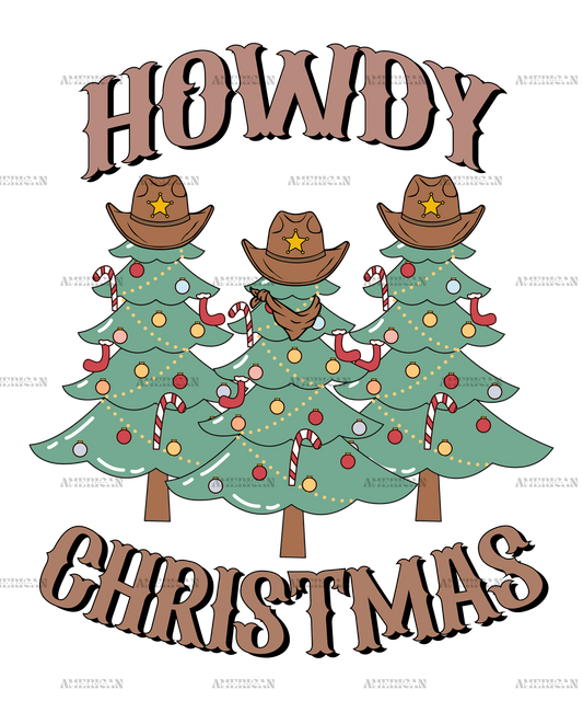 Howdy Christmas Trees-2 DTF Transfer