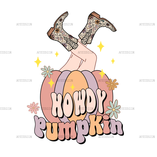Howdy Pumpkin Boots DTF Transfer