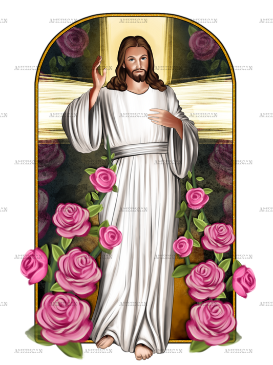 Jesus Christ With Roses DTF Transfer