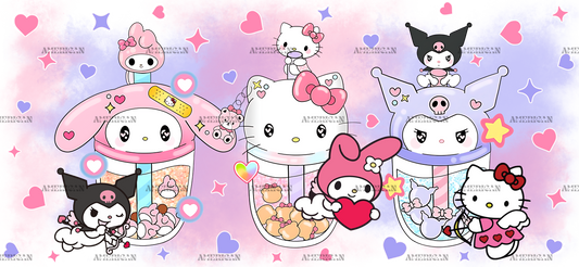 Kitty Kuromi And My Melody Cups UV DTF Transfer