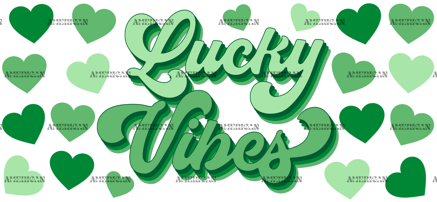 Lucky Vibes Hearts UV DTF Transfer