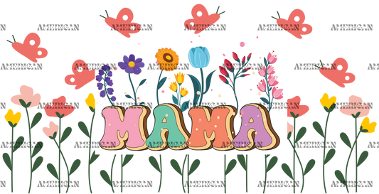 Mama Colorful Flowers UV DTF Transfer