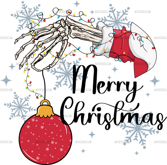 Merry Christmas Skeleton Bell DTF Transfer