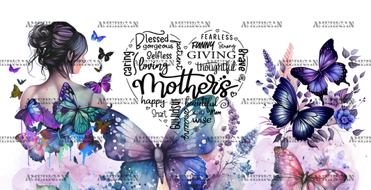 Mother Purple Butterflies UV DTF Transfer