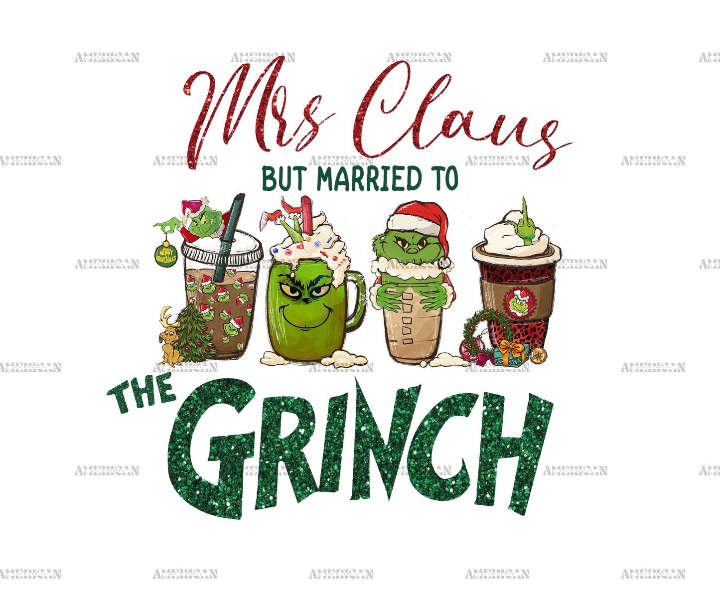 Mrs Claus Grinch Coffee DTF Transfer