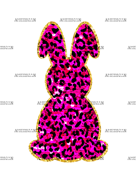 Pink Leopard Bunny DTF Transfer