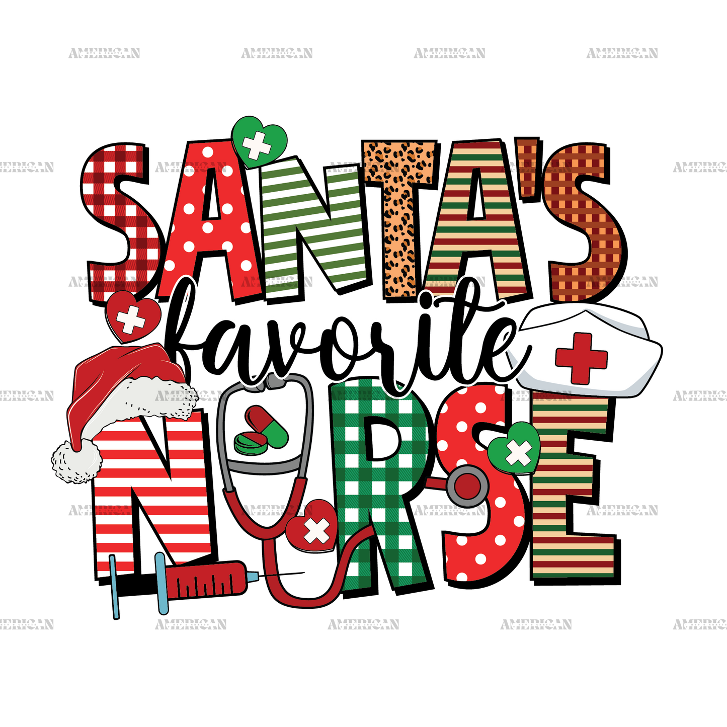 Santas Favorite Nurse-3 DTF Transfer