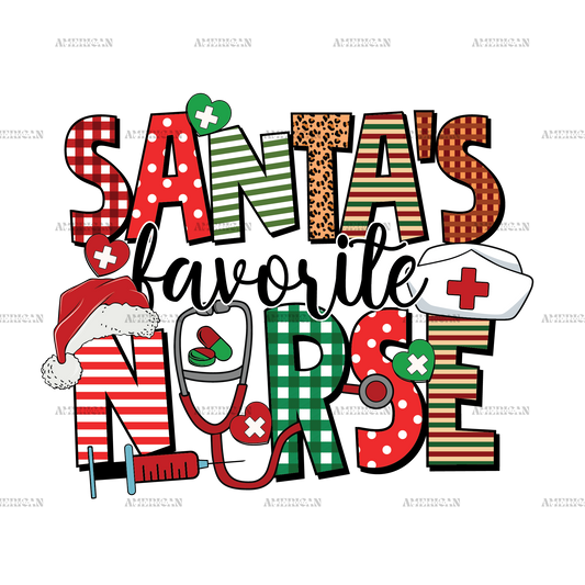 Santas Favorite Nurse-3 DTF Transfer