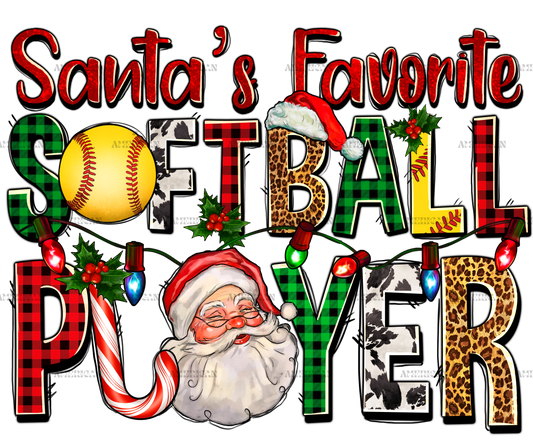 Santas Favorite Softball Player DTF Transfer
