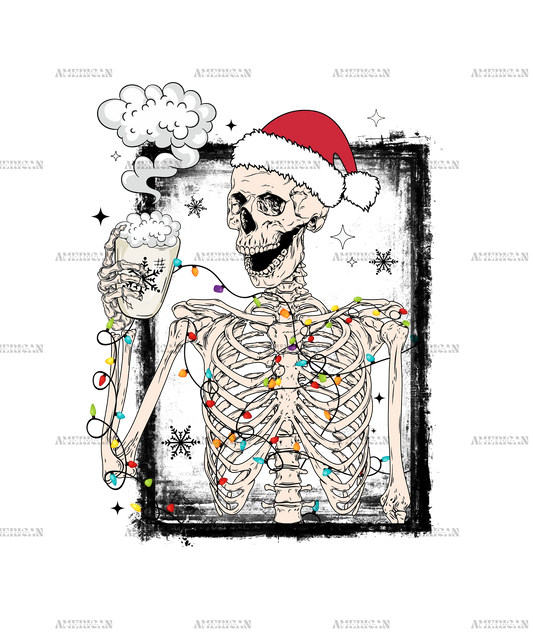 Skeleton Christmas Frame-2 DTF Transfer