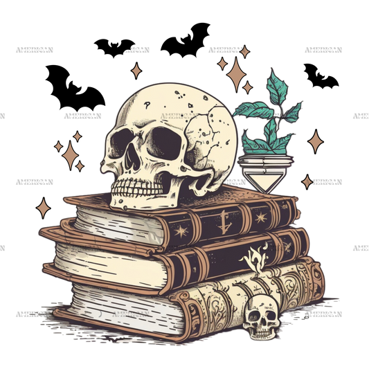 Skull And Books DTF Transfer