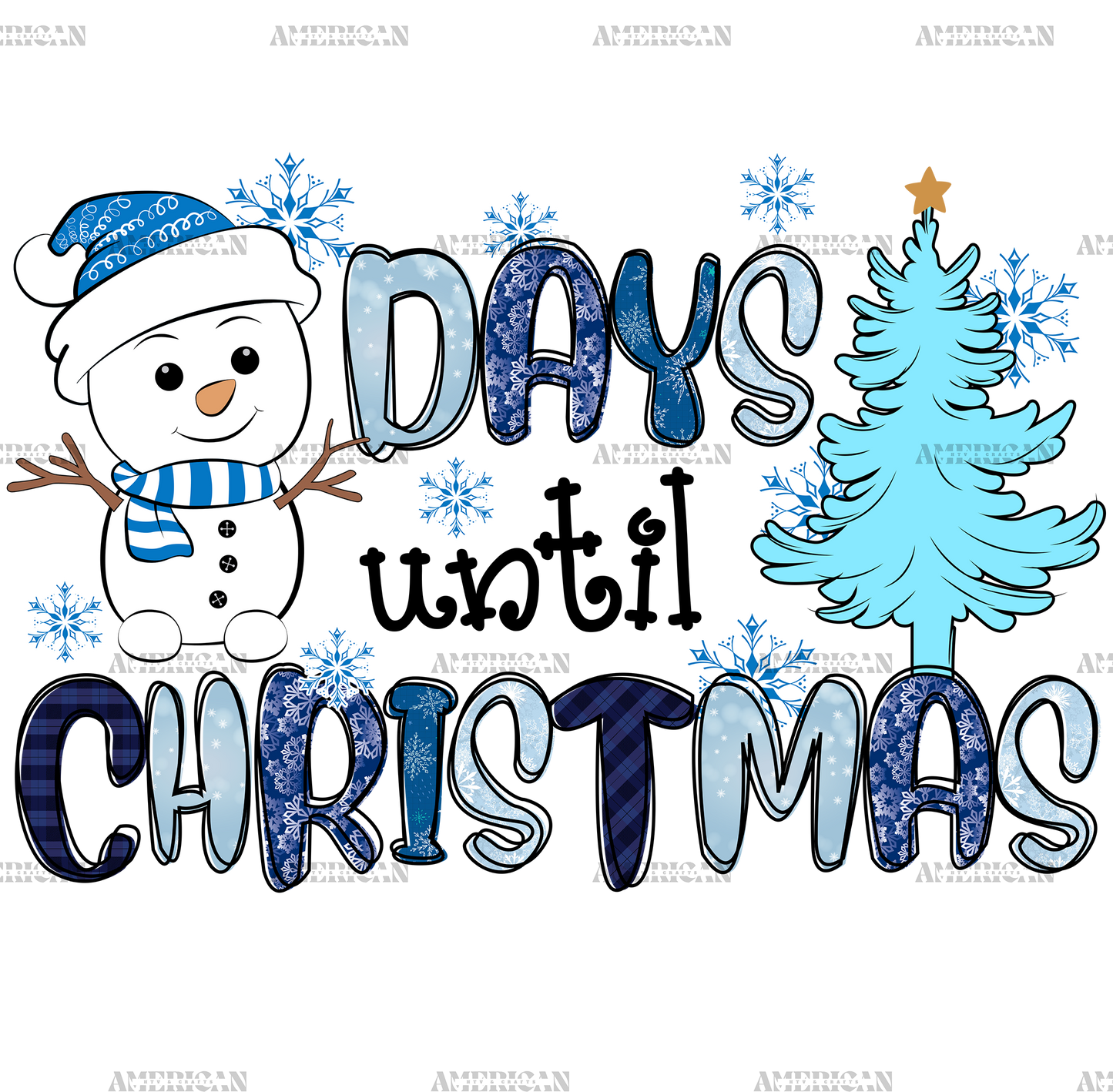 Snowman Days Until Christmas DTF Transfer