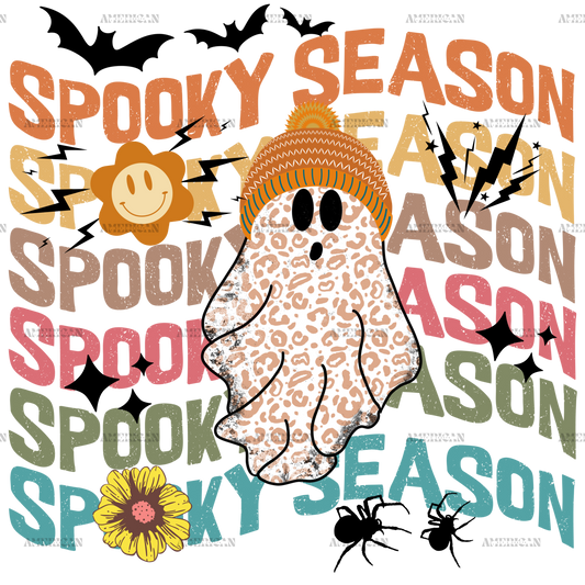 Spooky Season Groovy Ghost Multicolor DTF Transfer