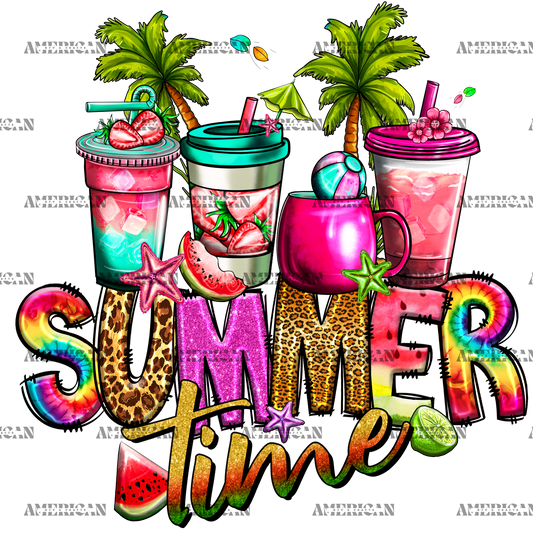 Summer Time Drinks  DTF Transfer