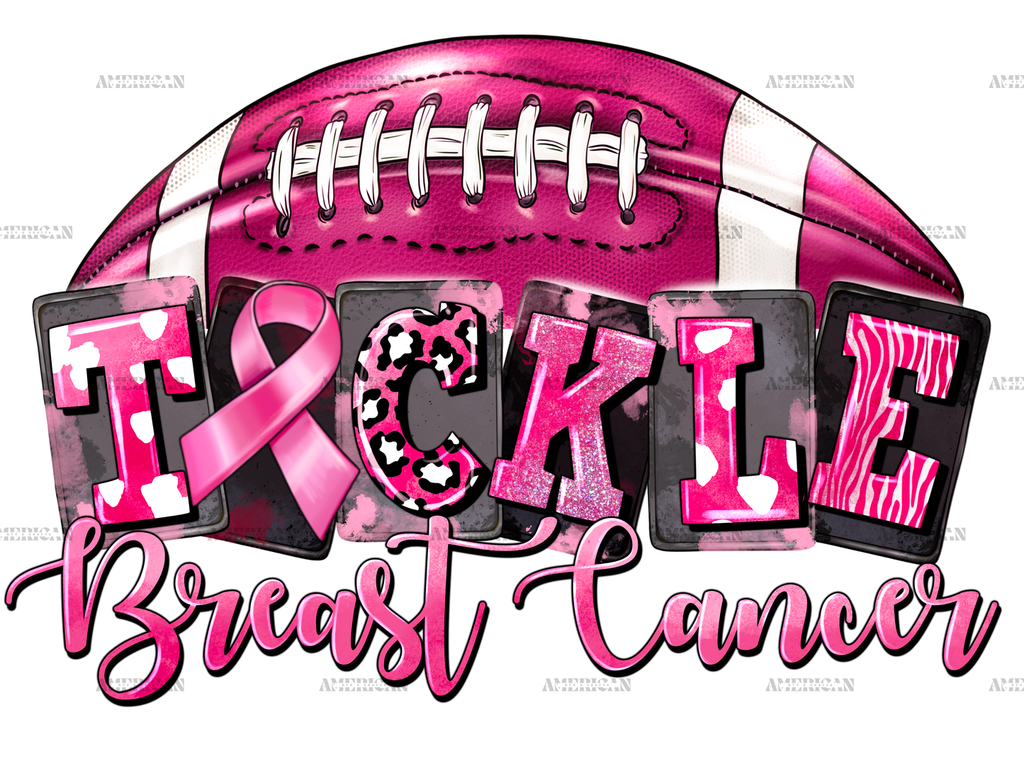 Tackle Breast Cancer Football Block DTF Transfer